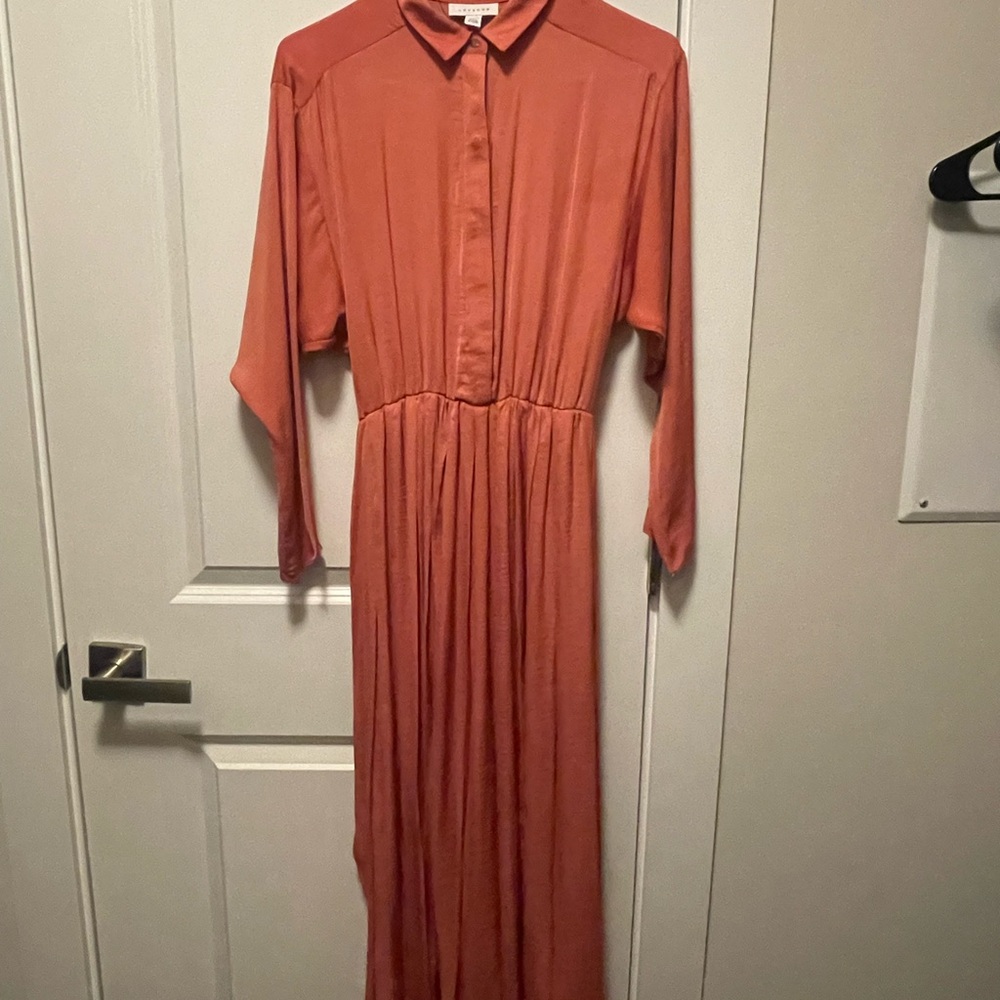 Topshop Terracotta Long Sleeve Dress